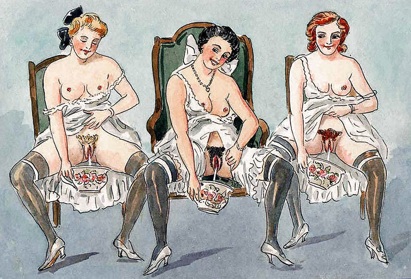 dessin-Dessin érotique de femmes qui urinent dans un pot de chambre-epoque3